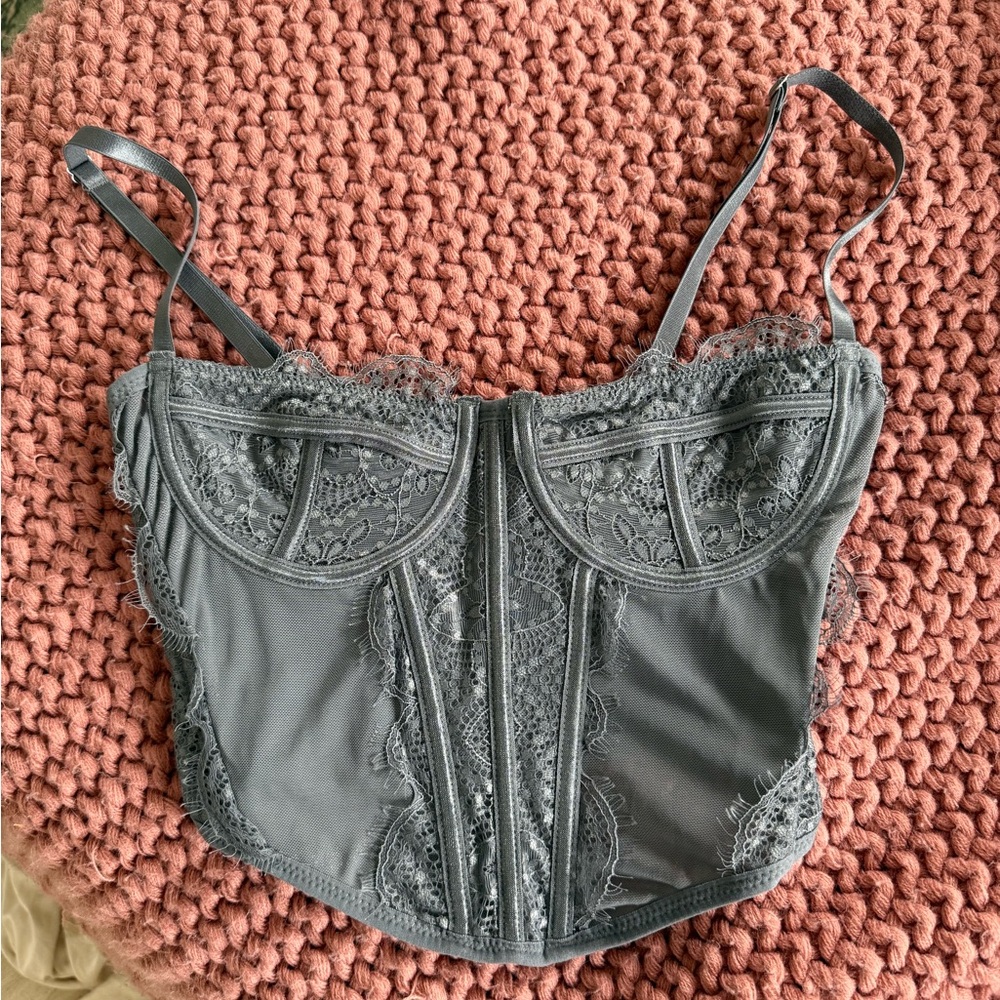 La Hearts Charcoal Lace Bustier